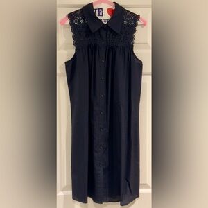 She + Sky Navy Blue Mini Dress with Lace Detail